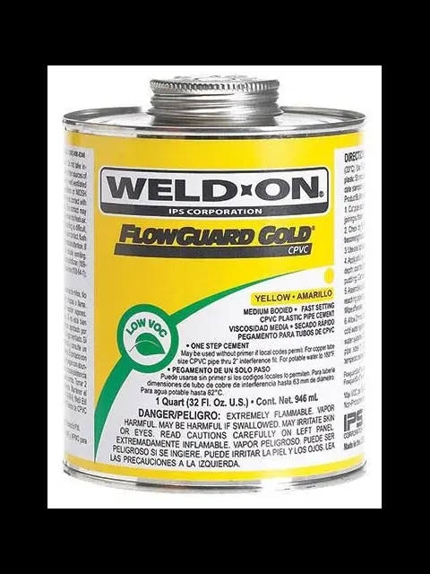 IPS 11026 1 Quart FlowGuard Gold« CPVC Yellow Cement Medium-Bodied Fast-Setting
