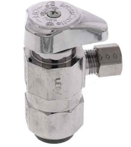 1/2" Push Connect Inlet X 1/4" Outlet Diameter Compression Outlet 1/4 Turn Angle Valve