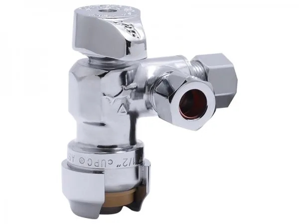1/2" X 3/8" X 3/8" OD Compression Dual Outlet Angle Stop Valve