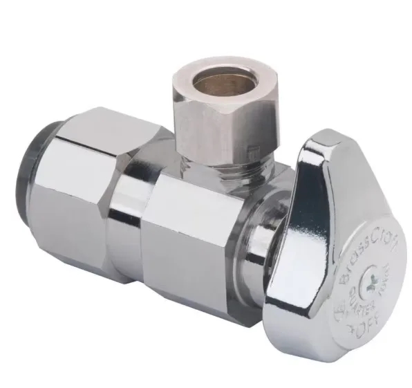 1/2" Push Connect Inlet X 3/8" Compression Outlet 1/4-Turn Angle Valve