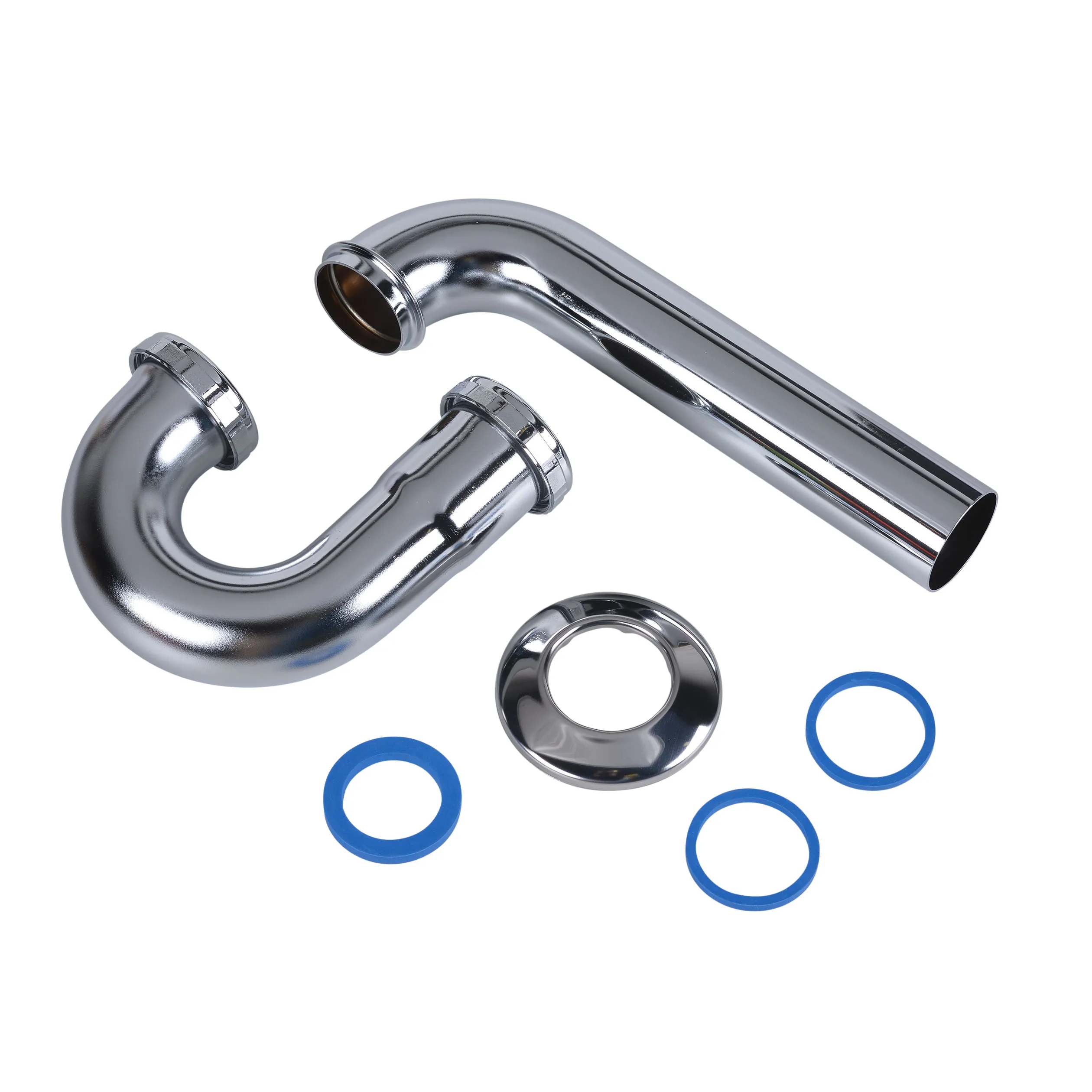 1-1/2" Chrome Tubular P-Trap Without Cleanout