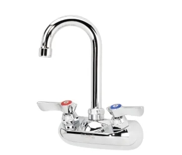 Krowne 10-400L Silver Series 4" Center Wall Mount Faucet with 3-1/2" Wide Gooseneck Spout