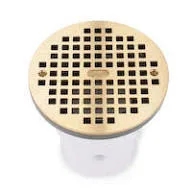 3-4" PVC Adjustable Floor Drain W/Round Brass Grate
