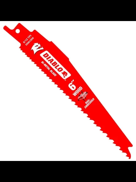 Diablo DS0612BW5 6" 6/12TPI Bi-Metal Reciprocating Saw Blades for Nail-Embedded Wood (5-pk)