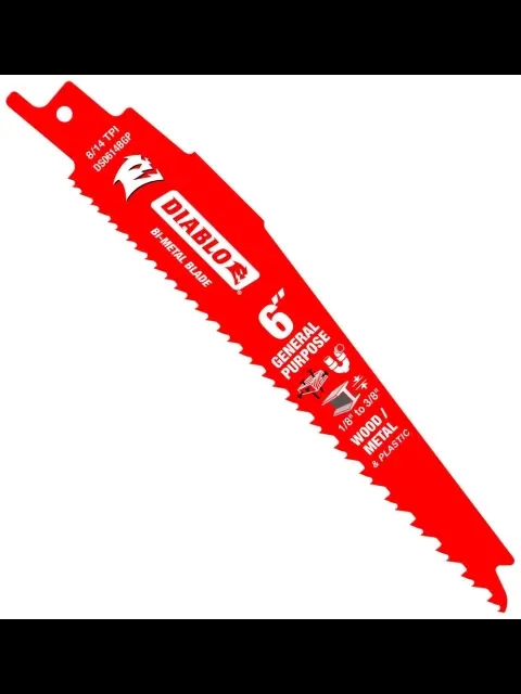 Diablo DS0614BGP5 6" 8/14TPI Bi-Metal Reciprocating Saw Blades for General Purpose Cuts (5-pk)