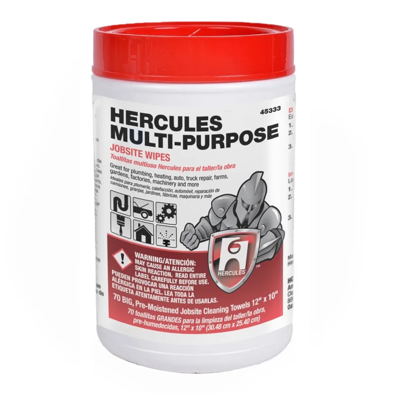 Hercules For Hands Pre-Moistened Hand Wipes 70 towels/tub