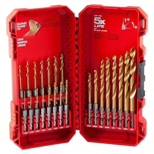 SHOCKWAVE RED HELIX Titanium Drill Bit Set - 23 PC