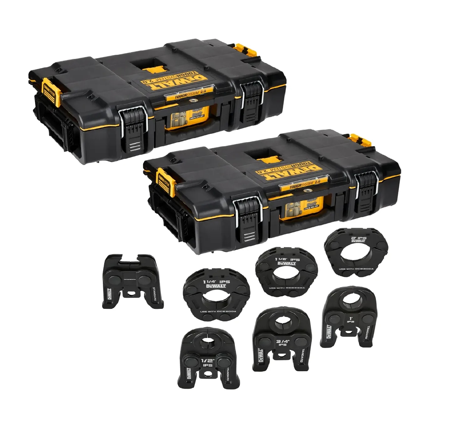DeWalt DCE203K 1/2" to 2" Standard IPS Press Jaws and Rings Kit