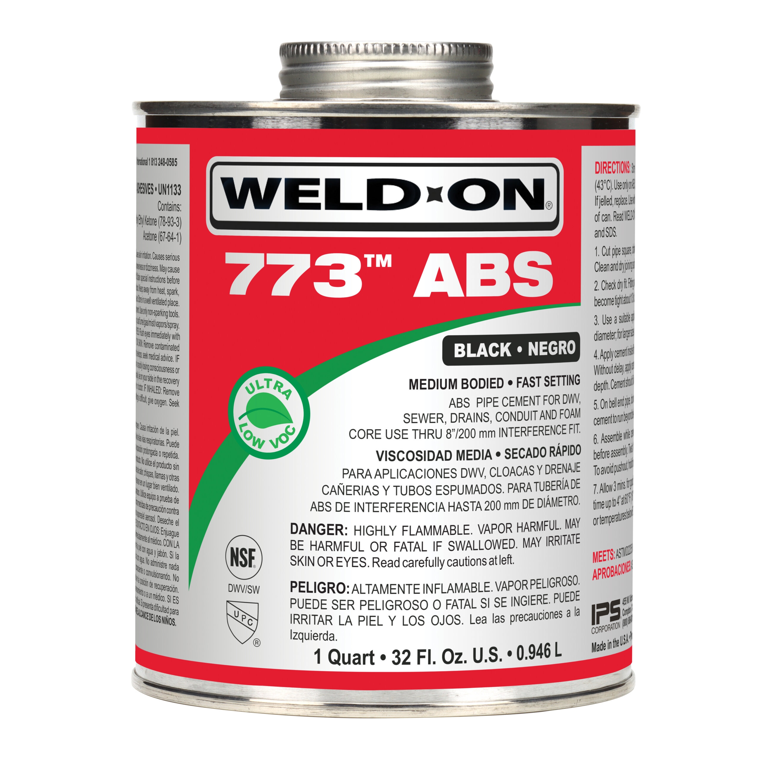 IPS 10245 1/2 Pint 773? ABS Black Cement Medium-Bodied Fast-Setting