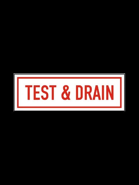6" X 2" Test and Drain Sign