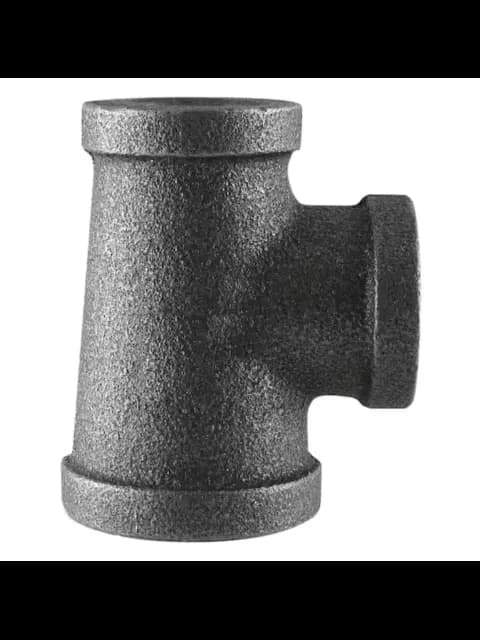 1-1/2"X 1-1/2"X 1-1/4" Black Malleable Reducing Tee