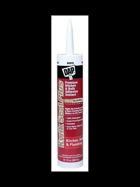 DAP Kwik Seal Plus 10.1 oz White,Kitchen and Bath Siliconized,Caulk/Paste Cartridge
