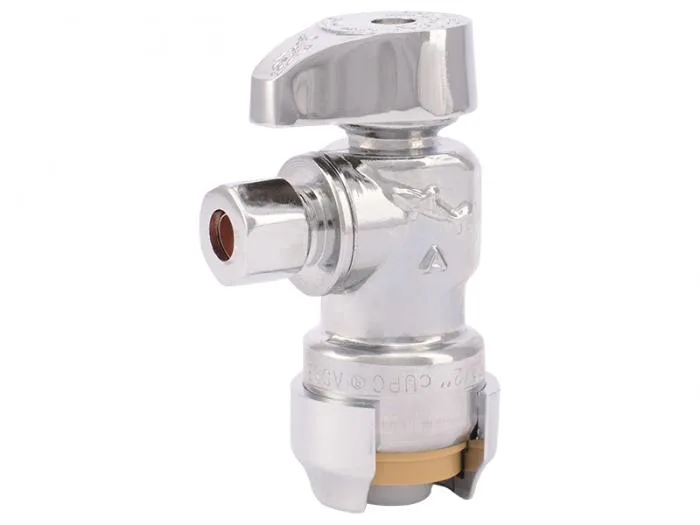1/2" X 1/4" Compression Angle Stop Valve Push-To-Connect