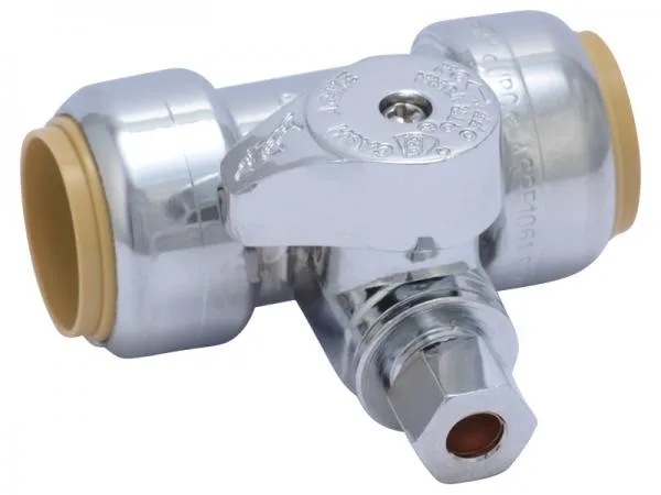 3/4" Sharkbite X 3/4" Sharkbite X 1/4" OD Compression Tee Stop Valve