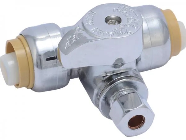 1/2" Sharkbite X 1/2" Sharkbite X 1/4" OD Compression Tee Stop Valve