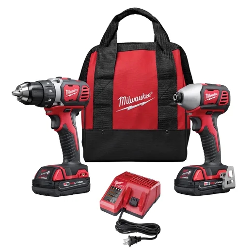 2691-22 M18 Cordless 2-Tool Combo Kit Compact - Drill/Driver (2606-20) & M18 1/4" Hex Impact Driver (2657-20)