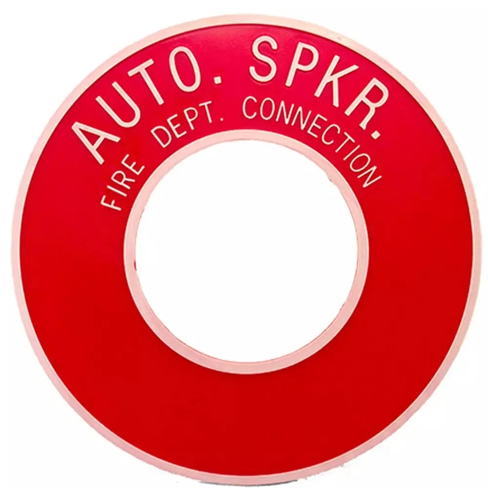 FPPI 4380003120 Fire Department Connection Wall Plate 4" Round Aluminum "AUTO SPKR"