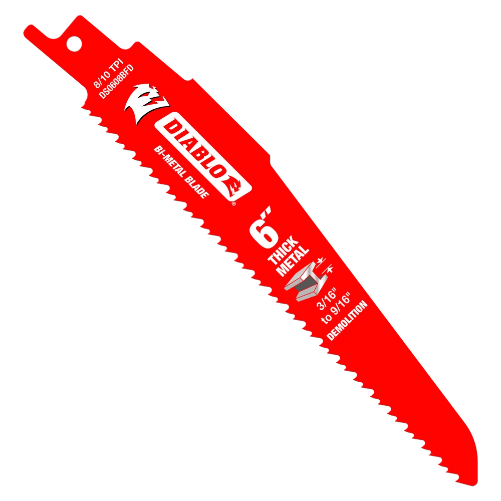 Diablo DS0608BFD5 6" 8/10TPI Bi-Metal Reciprocating Saw Blades for Thick Metal (5-pk)