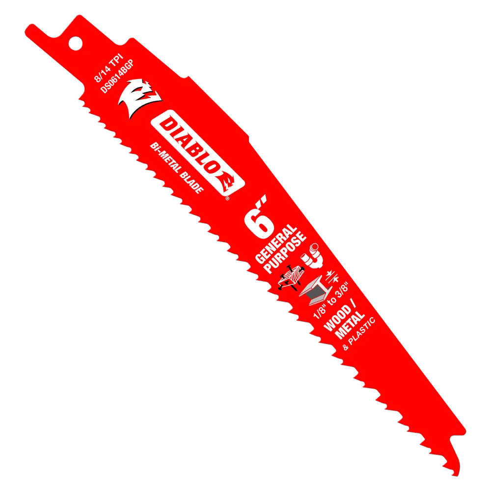 Diablo DS0614BGP5 6" 8/14TPI Bi-Metal Reciprocating Saw Blades for General Purpose Cuts (5-pk)